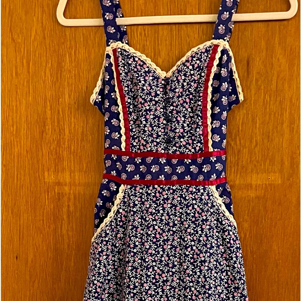 Gunne Sax by Jessica Mcclintock Calico Blue Dress Small Prairie